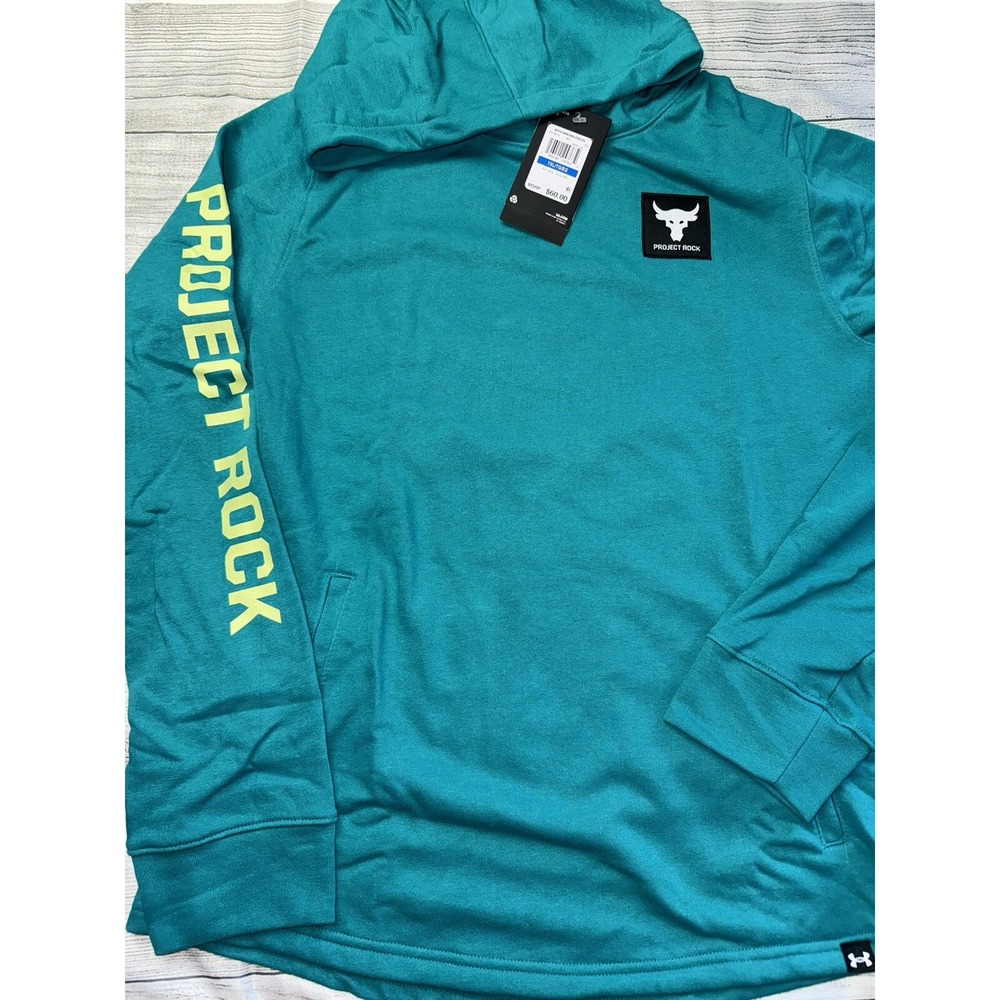 Under Armour Youth XL (18/20) Boys Teal Project Rock Terry Hoodie NEW